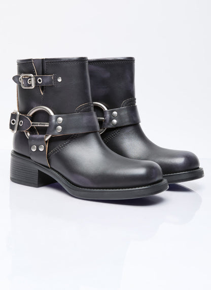 Vintage-Look leather ankle boots