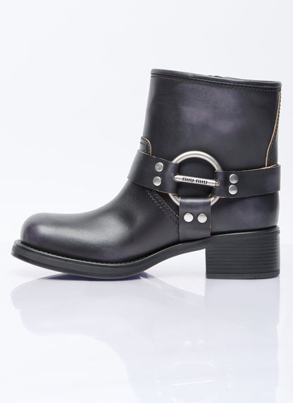 Vintage-Look leather ankle boots