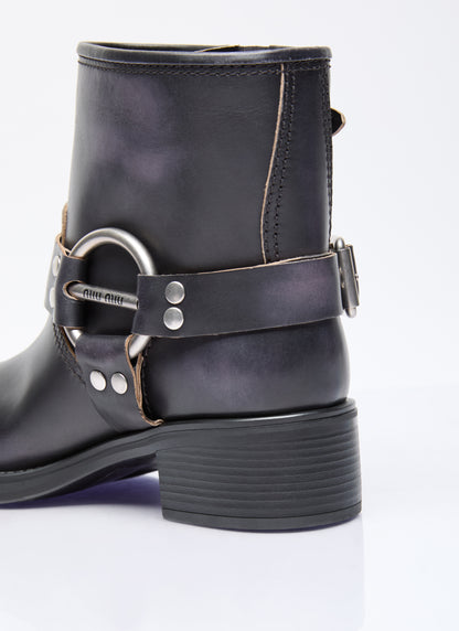 Vintage-Look leather ankle boots