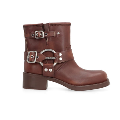 Vintage-Look leather ankle boots